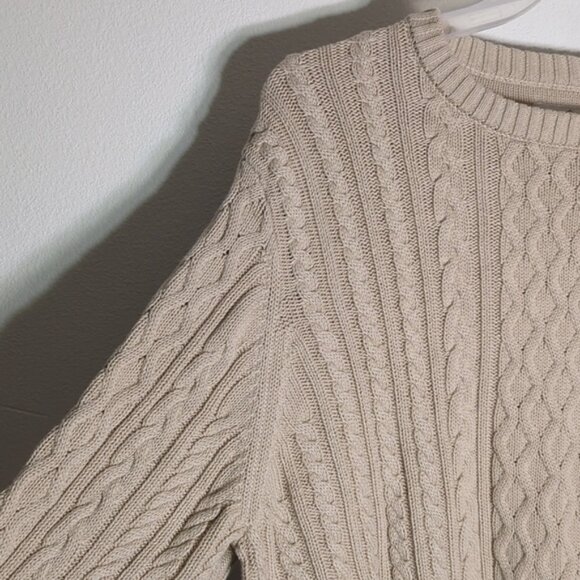 St Johns Bay Mens Fishermans Sweater Cable Knit Cotton Cream Chunky Grandpa XXL - Picture 4 of 8